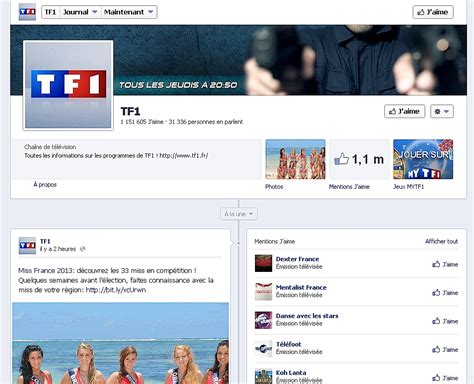 Bienvenue sur la page officielle de tf1 ! TF1 et M6, chaînes TV les plus performantes sur Facebook