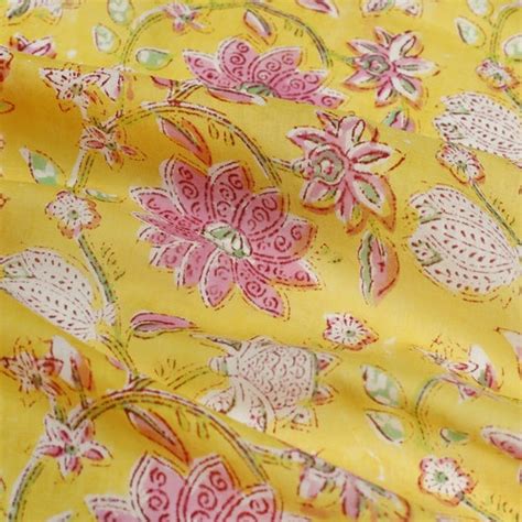 Indian Hand Block Print Fabric Pure Cotton Fabric Sanganer Etsy