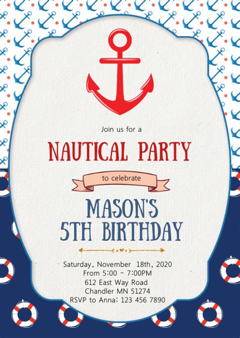 Marine Themed Birthday Invitations Nautical Themed 1st Birthday