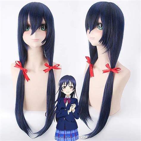 27 31 39 love live umi sonoda cosplay wig long straight kitsune dark blue hair anime wig on