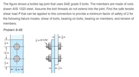 The Figure Shows A Bolted Lap Joint That Uses Sae Grade 5 Bolts The