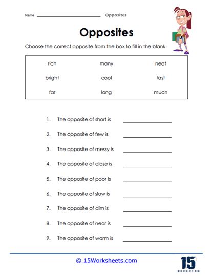 Opposites Worksheets 15