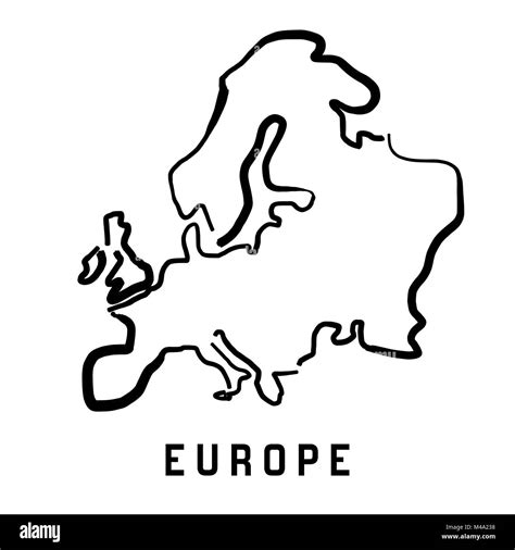 Europe Simple Map Outline Smooth Simplified Continent Shape Map