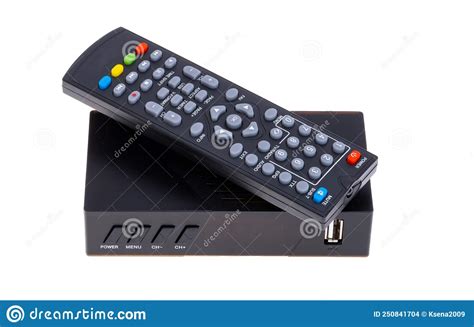 Television Tuner With Remote Control Isolated Stock Photo Image Of