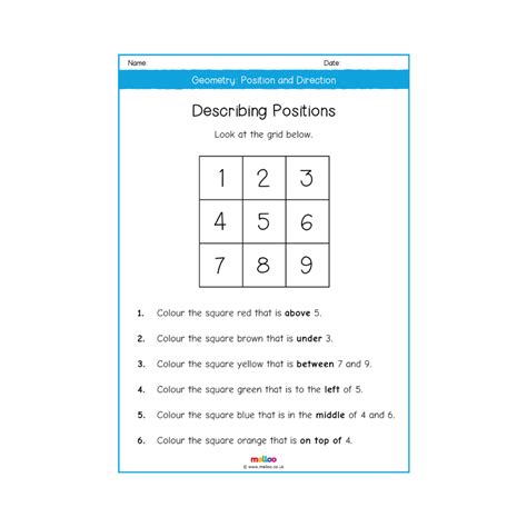 Worksheets pdf print totally free. Geometry: Position and Direction | Year 1 Worksheets | Maths | Melloo