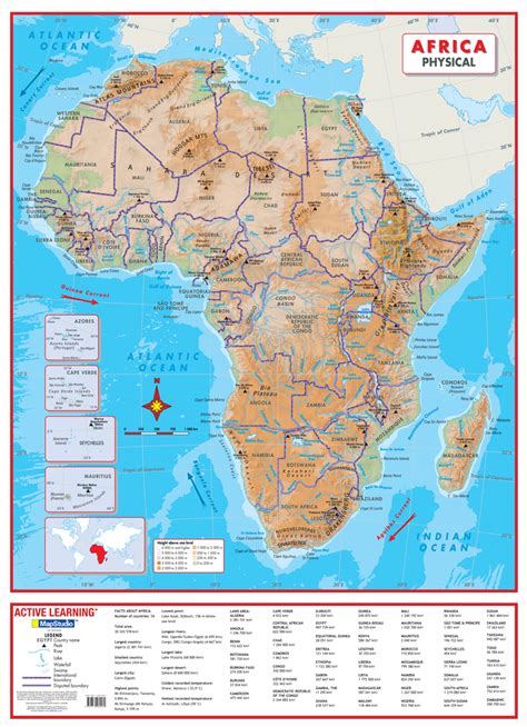 Pincha sobre las imágenes para ir a la actividad : Africa Physical Wall Map a comprehensive physical map of Africa