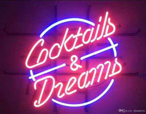 2017 New Cocktails And Dreams Light Glass Neon Sign Light Beer Bar Neon Signs Bar Signs