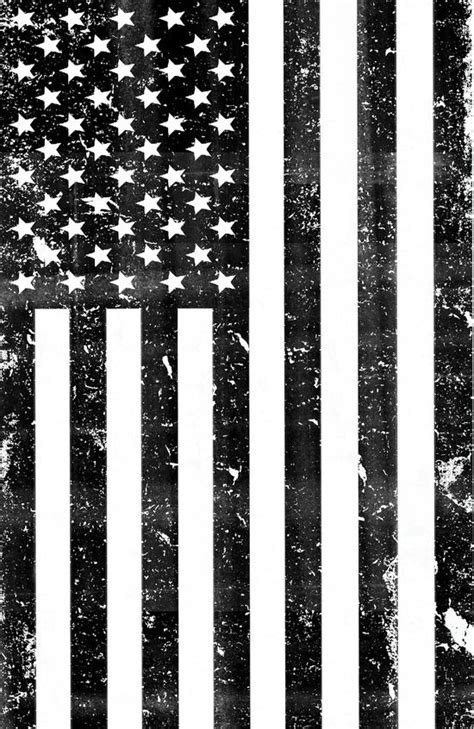 An American Flag Is Shown In Black And White