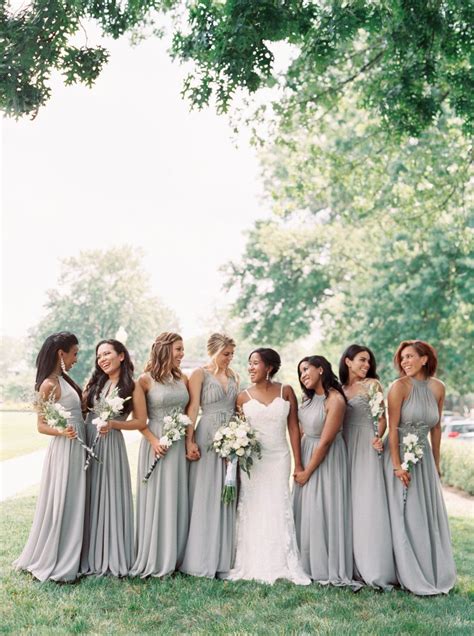 A Gray On Gray Wedding With A Modern Twist Wedding Bridesmaid Dresses