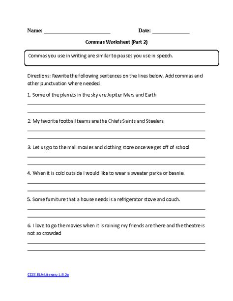 Comma Worksheets 8th Grade Thekidsworksheet
