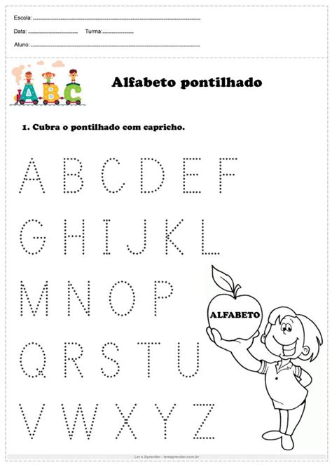 Alfabeto Pontilhado Para Imprimir Ler E Aprender Pontilhado