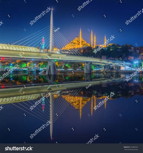 Ataturk Bridge Metro Bridge Golden Horn Stock Photo 323885507