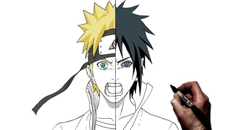 How To Draw Naruto Sasuke Step By Step Naruto Youtube