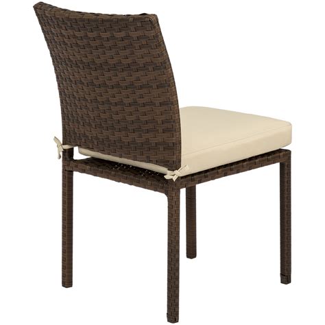 BCP Set of 4 Stackable Outdoor Patio Wicker Chairs w/ Cushions, UV