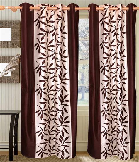 Hargunz Set Of 2 Door Eyelet Curtains Floral Brown Buy Hargunz Set Of 2 Door Eyelet Curtains