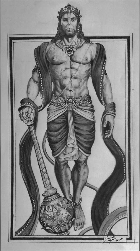 Shri Hanuman Sketch God Illustrations Celebrity Art Drawings Indian Art
