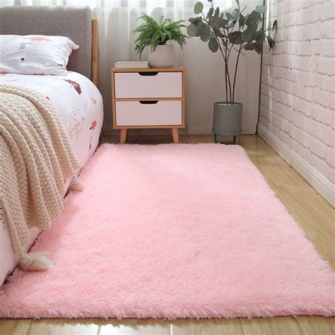 【carpet】girl Cute Pink Plush Rug Multi Color Bedroom Bedside Mat