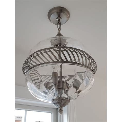 Permin 13 Inch Clear Glass Globe With Metal Accents Pendant Light On Sale Bed Bath And Beyond