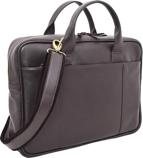 Mens Slim Leather Briefcase With Laptop Sleeve 15l X11