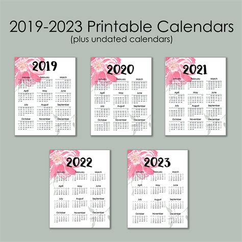 2021 2023 Monthly Printable Calendars Floral Edition Instant Etsy