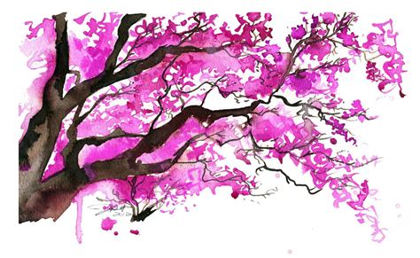 Trees background various colored icons flat design. Watercolor Cherry Blossom Wallpapers - Top Free Watercolor ...