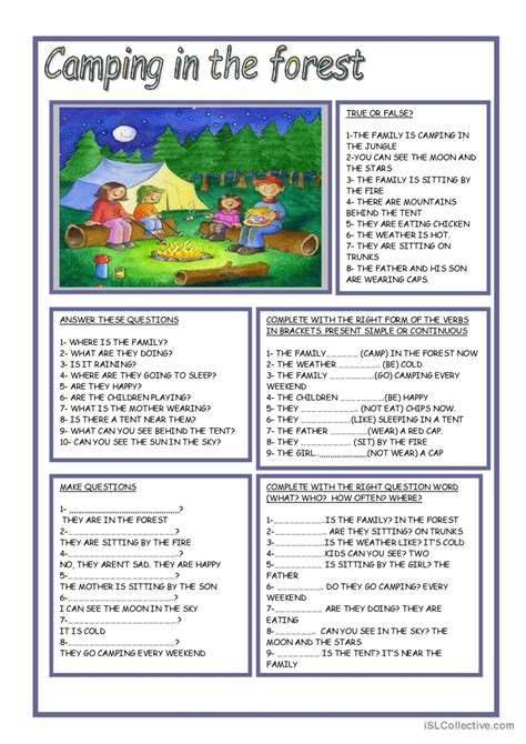 Camping In The Forest English Esl Worksheets Pdf And Doc