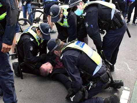 Melbourne Anti Lockdown Protest Cop Taken To Hospital Daily Telegraph