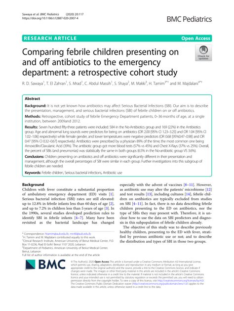 Pdf Comparing Febrile Children Presenting On And Off Antibiotics To