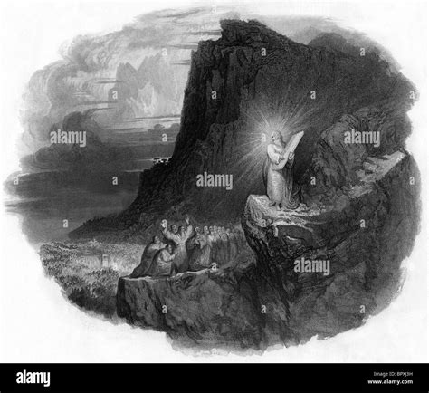 Moses On Mount Sinai With Ten Commandments Stock Photo Alamy