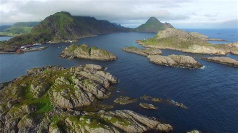Pueblo Pesquero Mortsund En Las Islas Lofoten En Noruega Vista Aérea