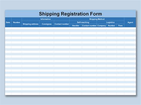 Excel Of Blue Shipping Registration Formxlsx Wps Free Templates