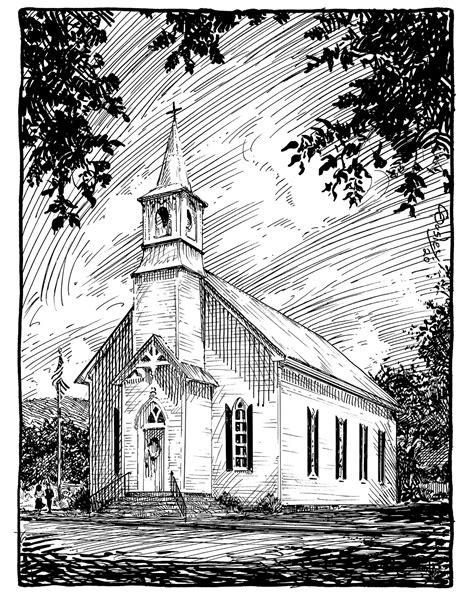 Pen And Ink Drawing Of An Old Church Pen And Ink On Bristol In