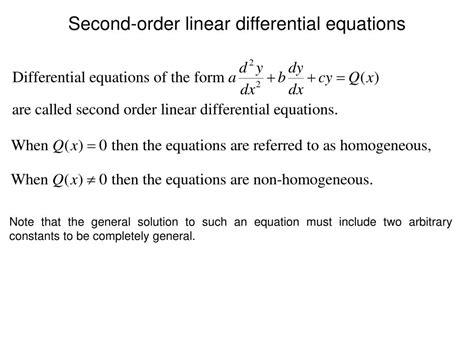Second Order Differential Equation Solved Find The Second Order