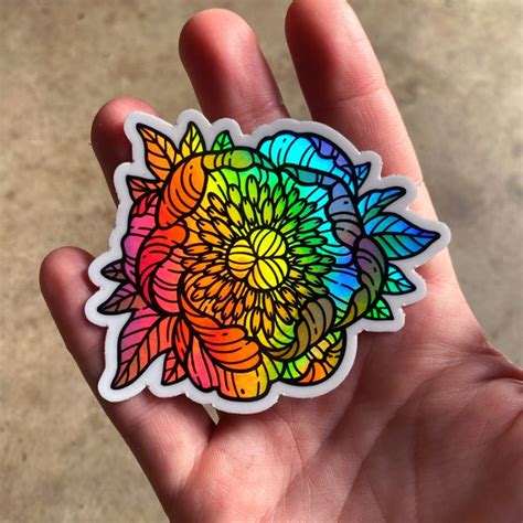 Peony Holographic Sticker Kate Ohara