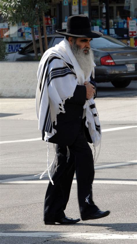 Jewish Man Wearing Beautiful Prayer Shaw Jewish Men Jerusalem Israel