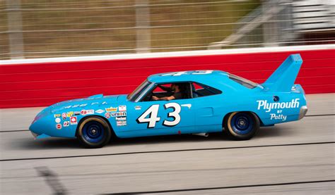 Richard Pettys Plymouth Superbird On The Track At Atlanta Motor