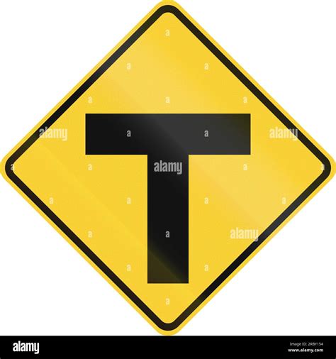Us Road Warning Sign Intersection Ahead Stock Photo Alamy