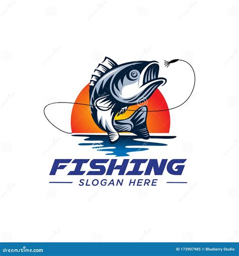 Fishing Logo Design Template Fishing Logo Bass Fish With Club Emblem