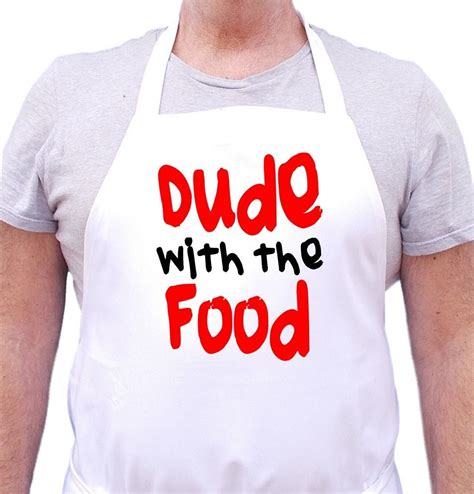 Dude With The Food White Cooking Aprons Funny Cooking Apron For Men