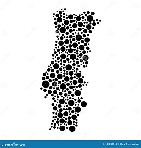 Portugal Map From Black Circles Of Different Diameters Or Spots