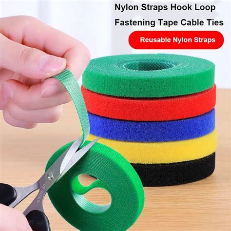 5m Roll 10 15 20mm Reusable Fastening Tape Cable Ties Double Side Hook