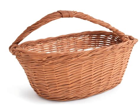 Premium Ai Image Brown Wicker Basket With Handle Handmade On White