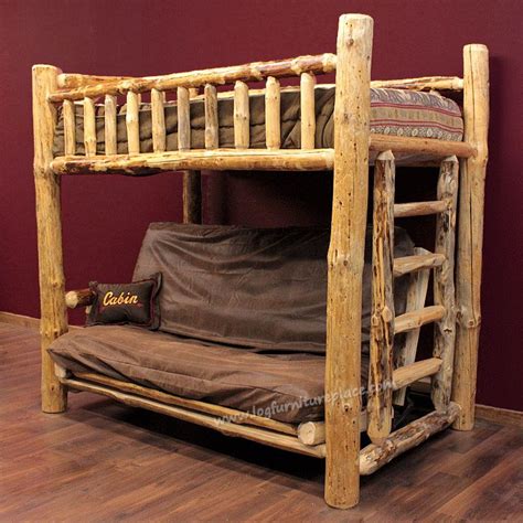 These are great for bedrooms with televisions or for simply hanging out. Pine Lake Twin over Futon Log Bunk Bed | Rustic futons ...