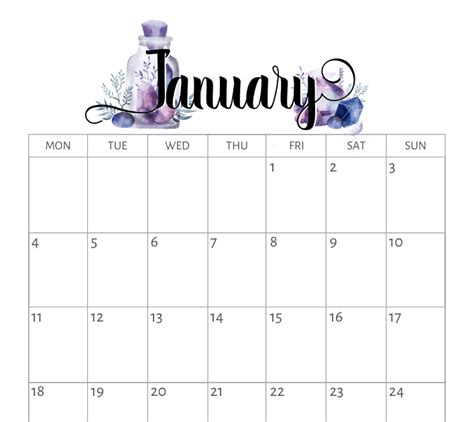 January 2021 Calendar Free Download 65 January 2022