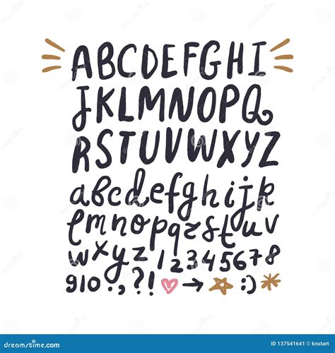Hand Drawn Font Set Abc Alphabet Clipart Isolated Vector Letters