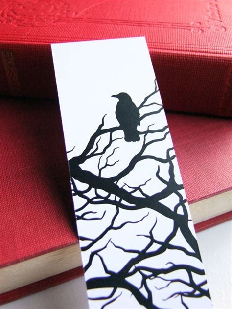 Black And White Crow Bookmarks Set Of 4