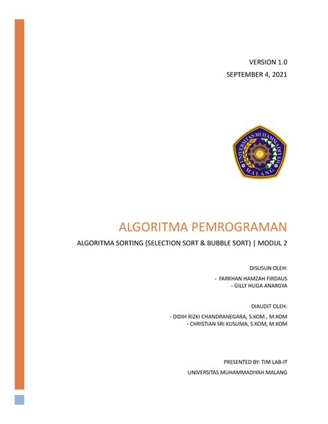 Modul 2 Attachment Algoritma Pemrograman Algoritma Sorting Selection Sort And Bubble Sort