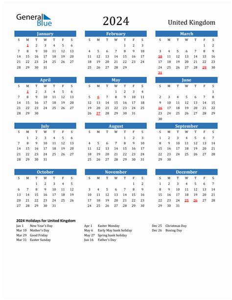 2024 Calendar Printable Pdf With Holidays Uk Pauly Betteann