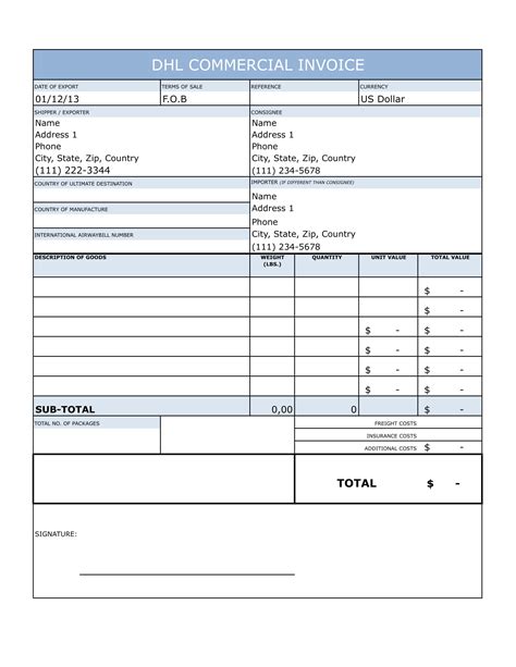 Basic Commercial Invoice
