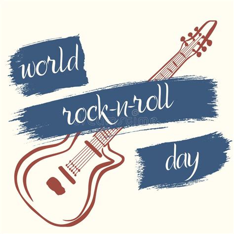 World Rock N Roll Day Poster In Grunge Style Stock Vector